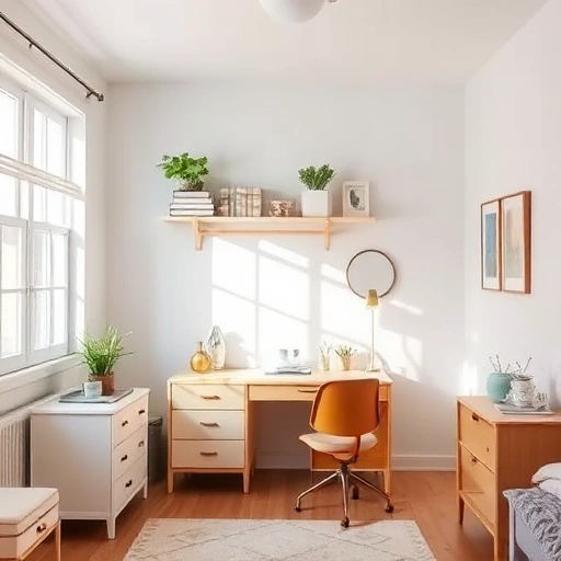 A well-organized room undergoing a budget-friendly renovation. Show practical and cost-effective solutions such as repurposed furniture, fresh paint, and DIY decor. Include natural lighting and a clean, minimalist aesthetic.