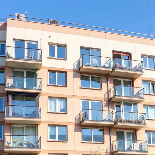 A modern apartment building in Novosibirsk with various balconies and loggias, some with different types of glazing. The image should show a variety of glazing materials and designs, such as panoramic windows, sliding doors, and different frame colors. The building should be depicted in a clear, sunny day to highlight the aesthetic and functional aspects of the glazing.