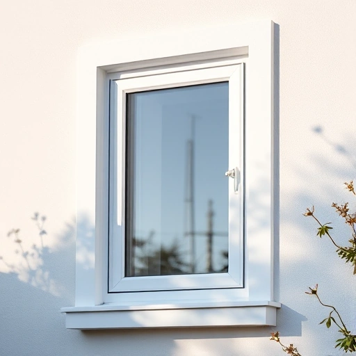 A modern, high-quality window from Ecoplast company installed in a residential building in Krasnodar, showing clear glass, durable white PVC frame, and subtle architectural details of a typical Krasnodar home exterior under bright daylight, with soft shadows and natural lighting emphasizing energy efficiency and comfort
