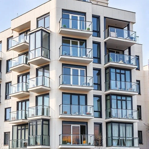 A modern apartment building in Novosibirsk with various balconies and loggias, showcasing different types of glazing such as panoramic, sliding, and French windows. The image should highlight the architectural diversity and the impact of glazing on the building's appearance.